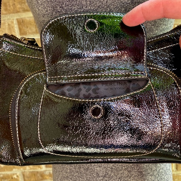 PERLINA Black Patent Leather Handbag EUC - Picture 6 of 9